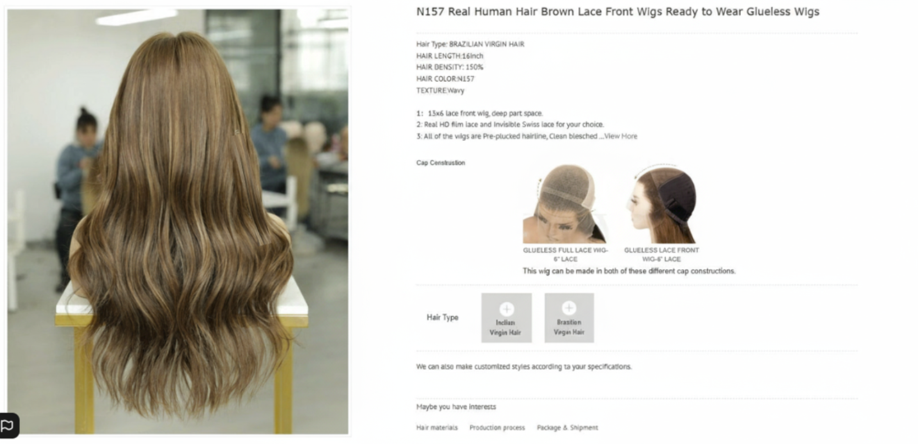 Katherine Collection 13x6 Glueless Lace Front Wig - Brazilian Virgin Hair 20" N157 Wavy S Cap