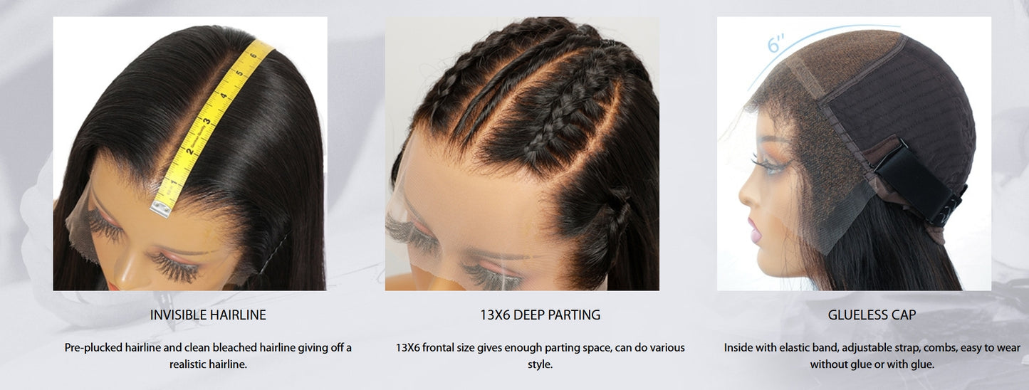 Katherine Collection 13x6 Glueless Lace Front Wig - Brazilian Virgin Hair 16" SP83 Layer Cut Medium Cap