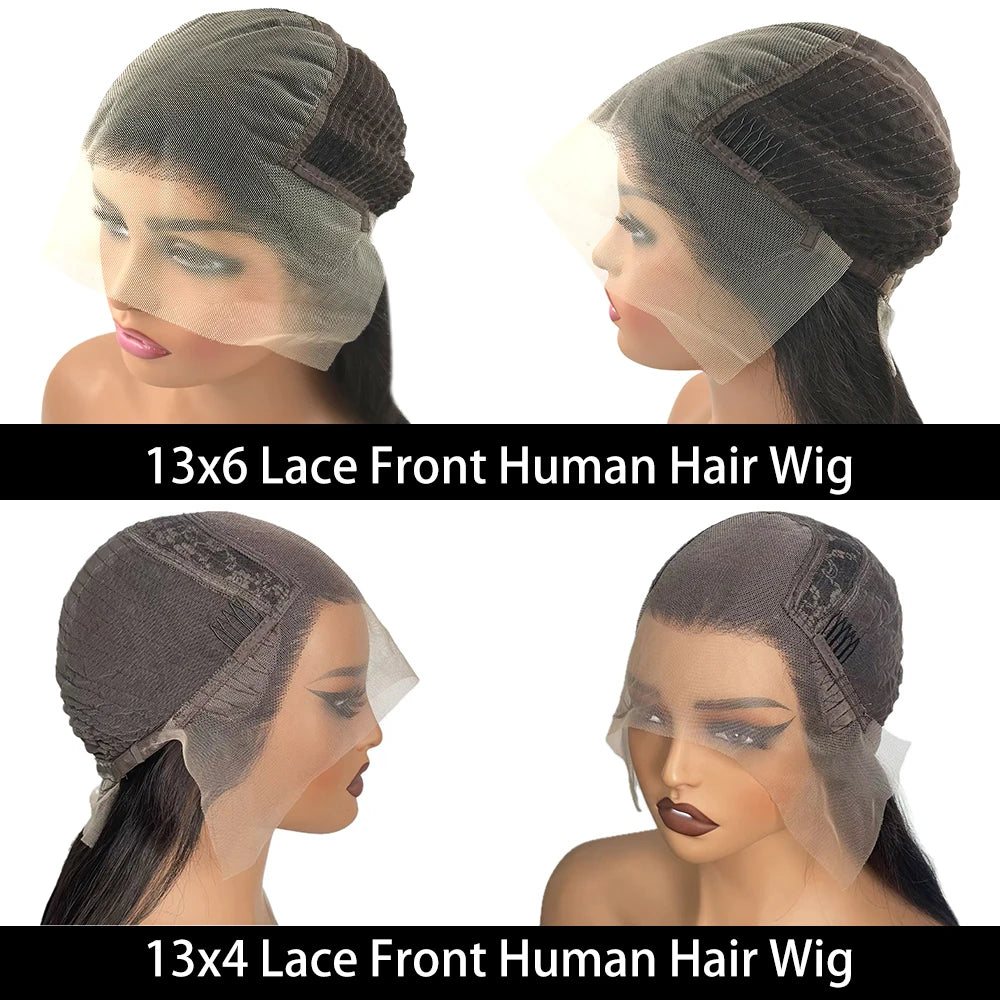 Wear Go Glueless Collection Ombre Brown Color 13x4 Lace Front Layered Wig Remy Brazilian Human Hair Pre Cut Straight Natural Black Frontal Wigs Pre Plucked