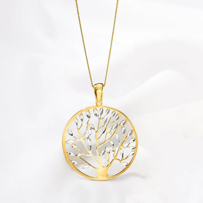 Italian 18Kt Gold over Sterling Cut-Out Tree of Life Pendant Necklace, Women'S, Adult