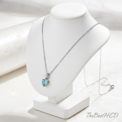 14K White Gold Diamond Heart Pendant on Stand