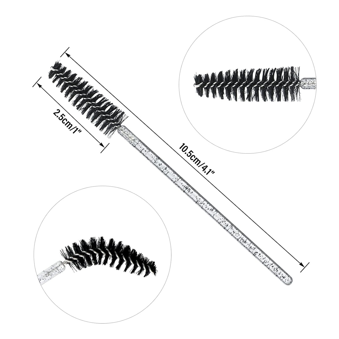 50PCS Crystal Mascara Wands Disposable Eyelash Eyebrow Spoolie Brush for Makeup Eyelash Extensions (Black)
