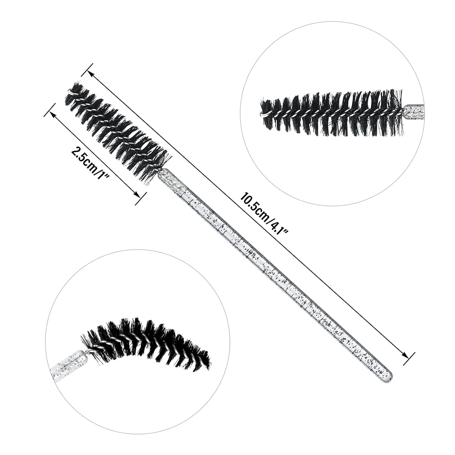 50PCS Crystal Mascara Wands Disposable Eyelash Eyebrow Spoolie Brush for Makeup Eyelash Extensions (Black)