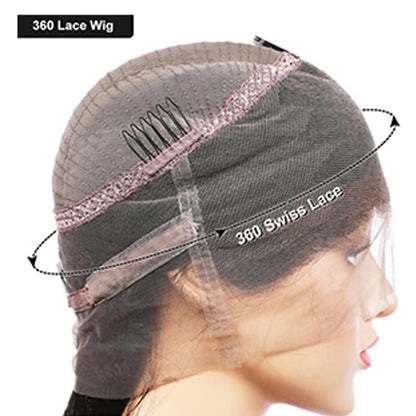 Kinky Straight 360 Lace Frontal Human Hair Wig Curly Edges Brazilian Transparent Lace Front Wig Pre Plucked with Baby Hair 150% Density Yaki Straight Wig Bleached Knots 12Inch