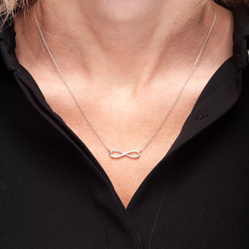 Diamond Infinity 18" Pendant Necklace (1/10 Ct. T.W.) in Sterling Silver