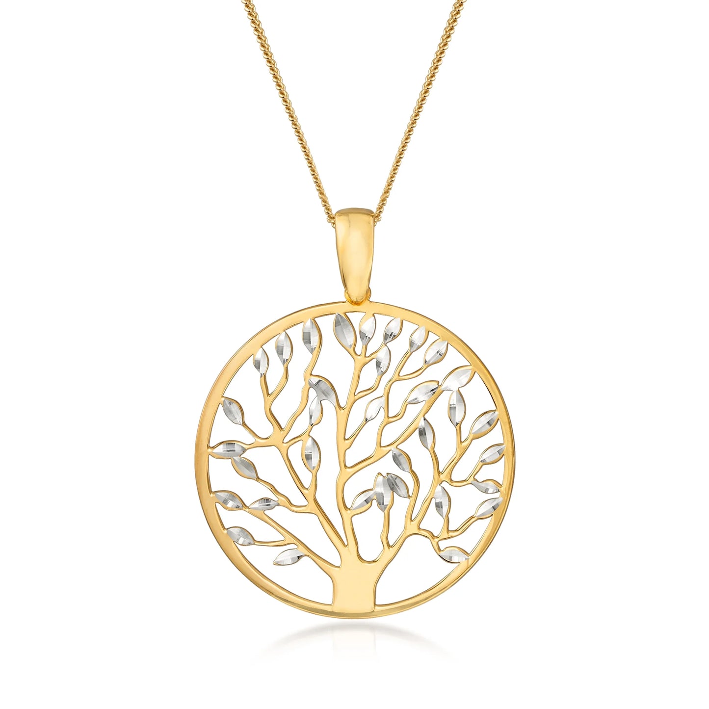 Italian 18Kt Gold over Sterling Cut-Out Tree of Life Pendant Necklace, Women'S, Adult
