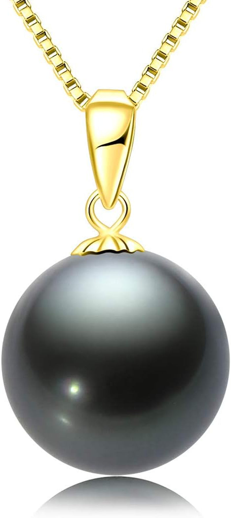 Black Pearl Necklace for Women, AAAA Quality Genuine Tahitian Cultured Pearls 18K Gold Pendant with 925 Sterling Silver Chain, Jewelry Gifts for Wife Mom Daughter