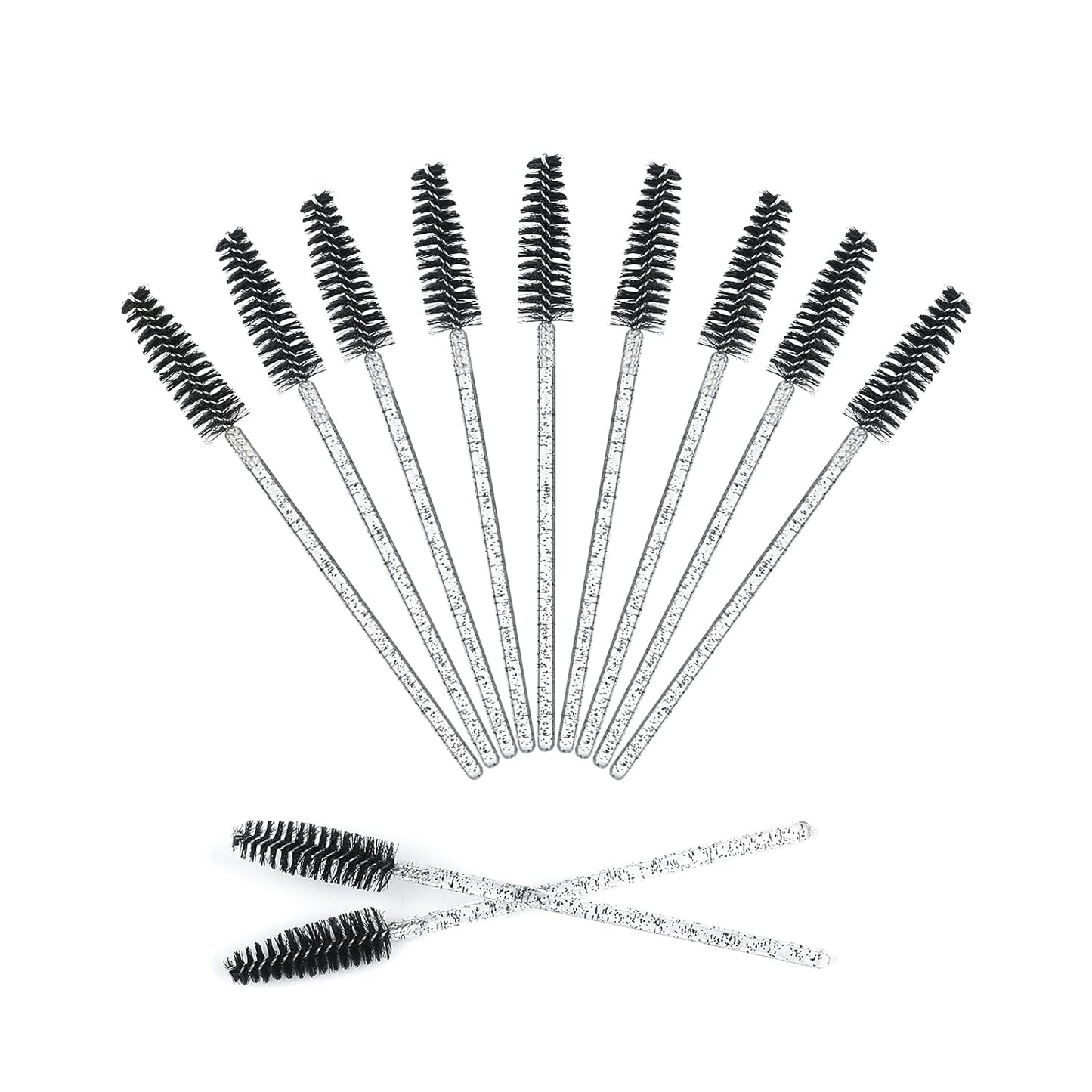 50PCS Crystal Mascara Wands Disposable Eyelash Eyebrow Spoolie Brush for Makeup Eyelash Extensions (Black)