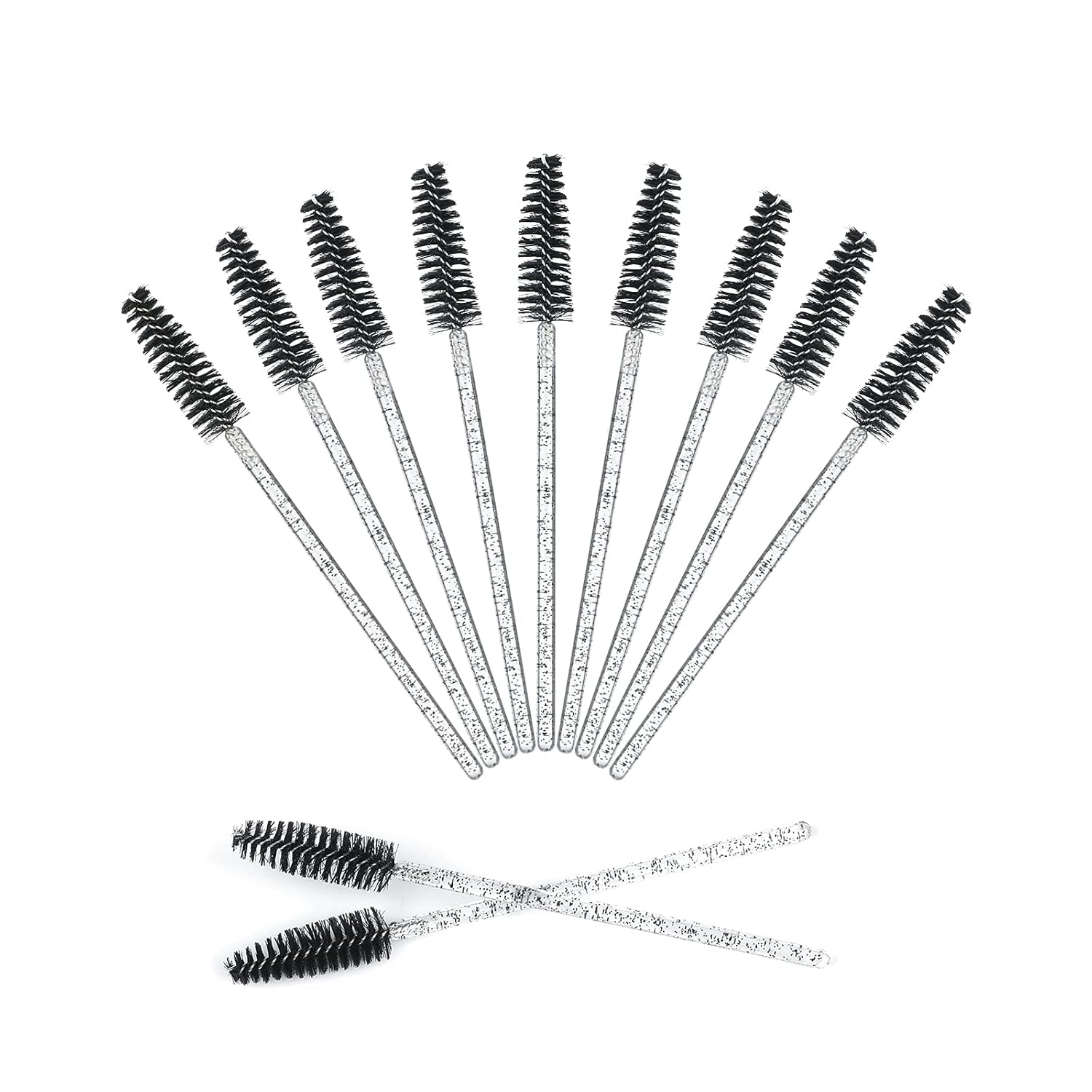 50PCS Crystal Mascara Wands Disposable Eyelash Eyebrow Spoolie Brush for Makeup Eyelash Extensions (Black)