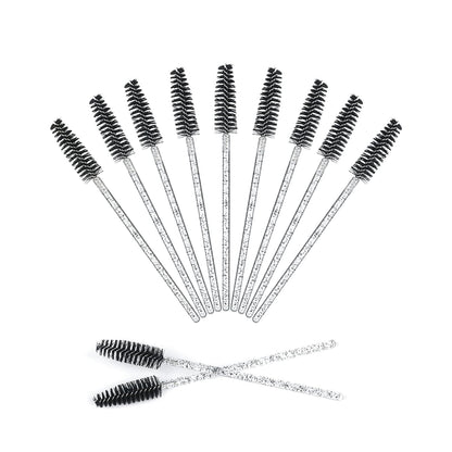 50PCS Crystal Mascara Wands Disposable Eyelash Eyebrow Spoolie Brush for Makeup Eyelash Extensions (Black)