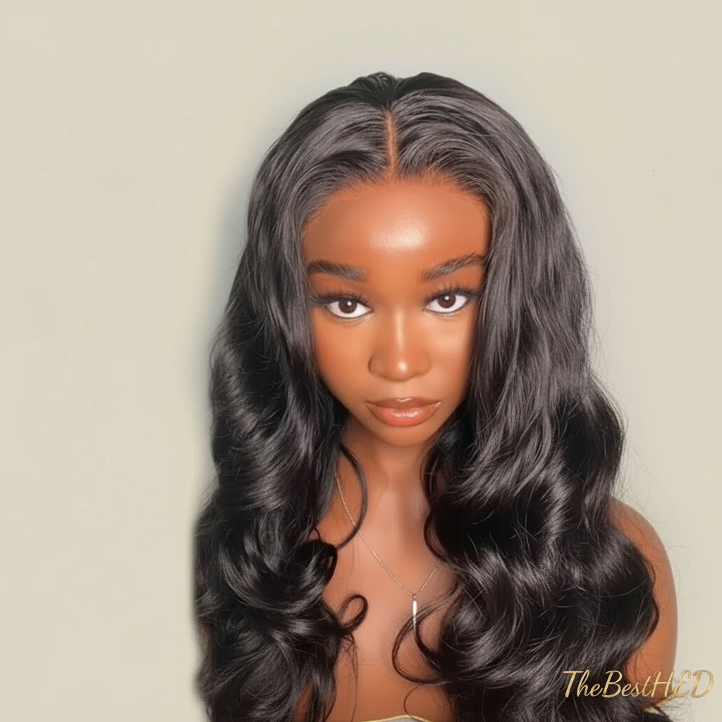 Wear Go Glueless Wigs Collection 5x5 Glueless Wigs Human Hair 250% Density Body Wave Lace Front Wigs Human Hair Pre Cut 5x5 HD Lace Closure Wigs #1B