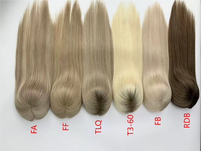 Lillian Toppers Collection Top Quality Cuticle Intact Raw Virgin Human Hair Toppers for Women 100% 5.5in*6in Hand-Tied Hair Topper with Swiss Lace Base