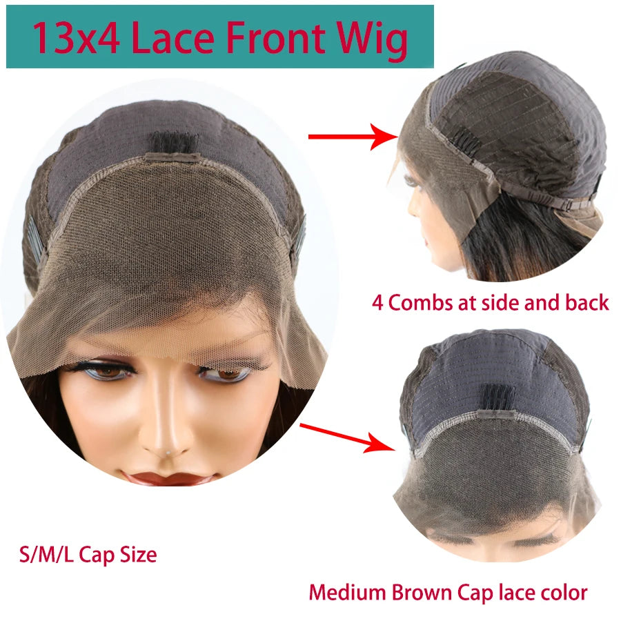 Wear Go Glueless Wigs Collection Indian 200 Density Natural Hairline Curtain Bangs 5x5 Lace Closure Human Hair Highlight Wigs for Black Women Pre Plucked 360 Wigs