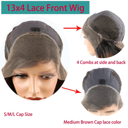 Wear Go Glueless Wigs Collection Indian 200 Density Natural Hairline Curtain Bangs 5x5 Lace Closure Human Hair Highlight Wigs for Black Women Pre Plucked 360 Wigs