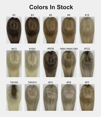 Lillian Toppers Collection Top Quality Cuticle Intact Raw Virgin Human Hair Toppers for Women 100% 5.5in*6in Hand-Tied Hair Topper with Swiss Lace Base