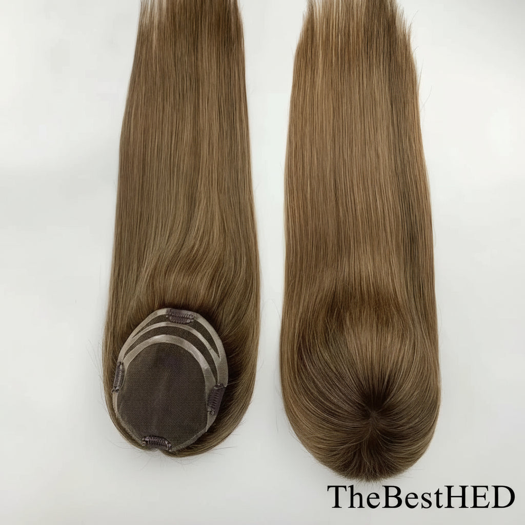 Lillian Toppers Collection Top Quality Cuticle Intact Raw Virgin Human Hair Toppers for Women 100% 5.5in*6in Hand-Tied Hair Topper with Swiss Lace Base