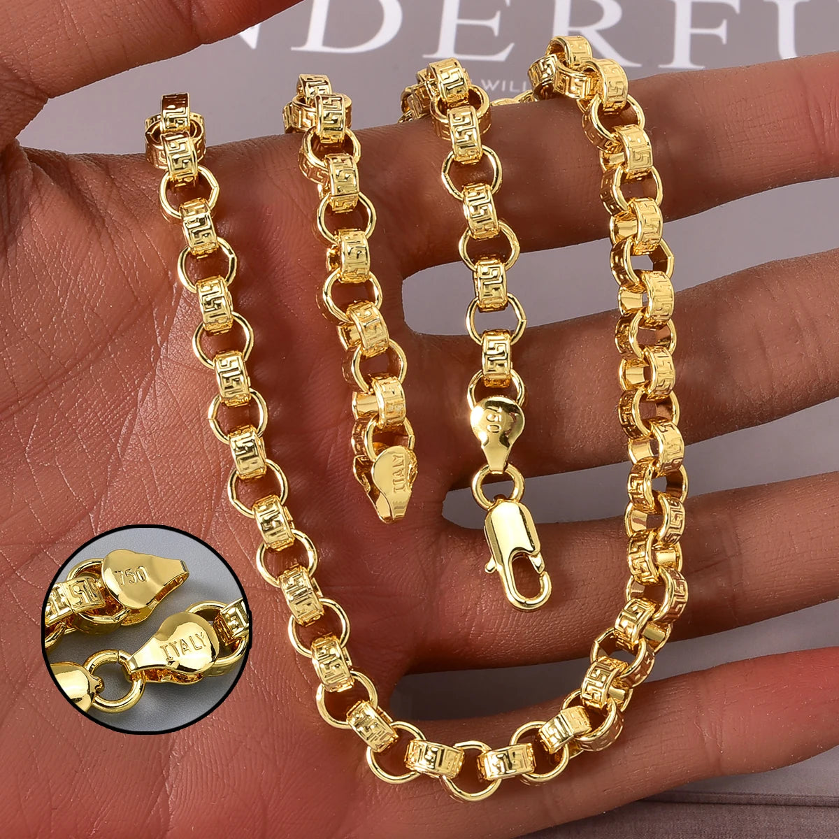 18k Gold Plated Italy 750 Necklace Wear Jewelry Accessories