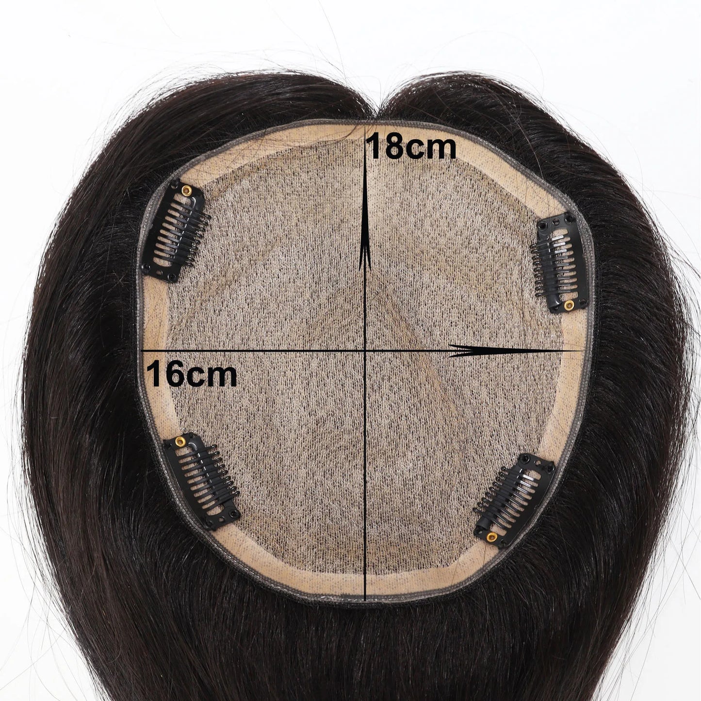 Lillian Toppers Collection Full Hand Tied Human Hair Topper for Women 16x18cm Silk Base Toupee with Clips in 24" Real Remy Hair Soft Breathable
