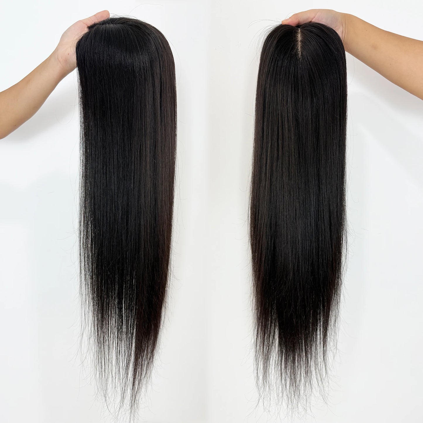 Lillian Toppers Collection Full Hand Tied Human Hair Topper for Women 16x18cm Silk Base Toupee with Clips in 24" Real Remy Hair Soft Breathable