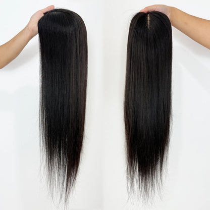 Lillian Toppers Collection Full Hand Tied Human Hair Topper for Women 16x18cm Silk Base Toupee with Clips in 24" Real Remy Hair Soft Breathable