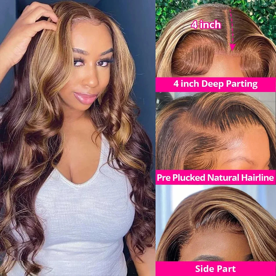 Wear Go Glueless Wigs Collection Highlight Wig 100% Human Hair 13x6 Hd Lace Frontal Wig 13x4 Honey Blonde Body Wave Lace Glueless Front Wigs For Woman Brazilian