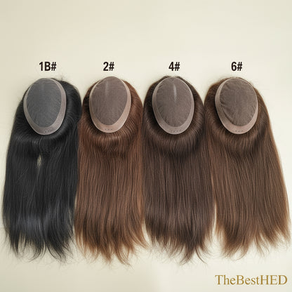 Lillian Toppers Collection Human Hair Swiss Lace Pu Around Lace Top High Quality Russian Virgin Human Hair Toupee