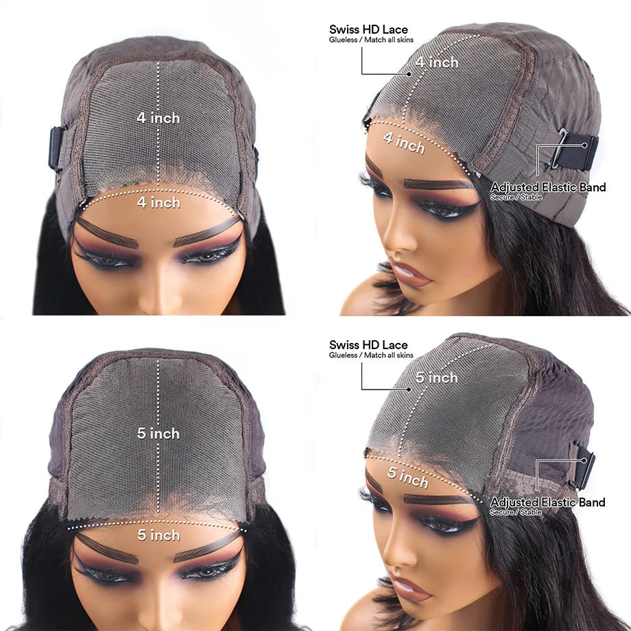 Wear Go Glueless Wigs Collection Human Hair Pre-Cut 4x4 5x5 HD Lace Closure Deep Wave Curly Human Hair Wigs Brazilian Water Wave Wig