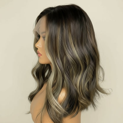 Wear Go Glueless Wigs Collection Short Bob Wig 1BT4/27 Highlight Wig Light Honey Blonde Balayage Wig Human Hair Silk Base/lace front Wig/full lace wig/360 Wig