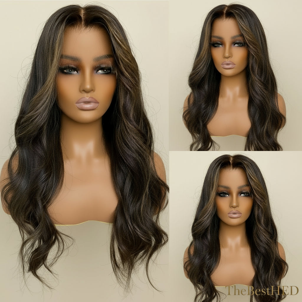 Wear Go Glueless Wigs Collection HD Lace 13x4 13x6 Lace Front Wig Highlight Dark Colored Lace Front Wigs PrePlucked Brown Body Wave Silk Base Human Hair Wigs