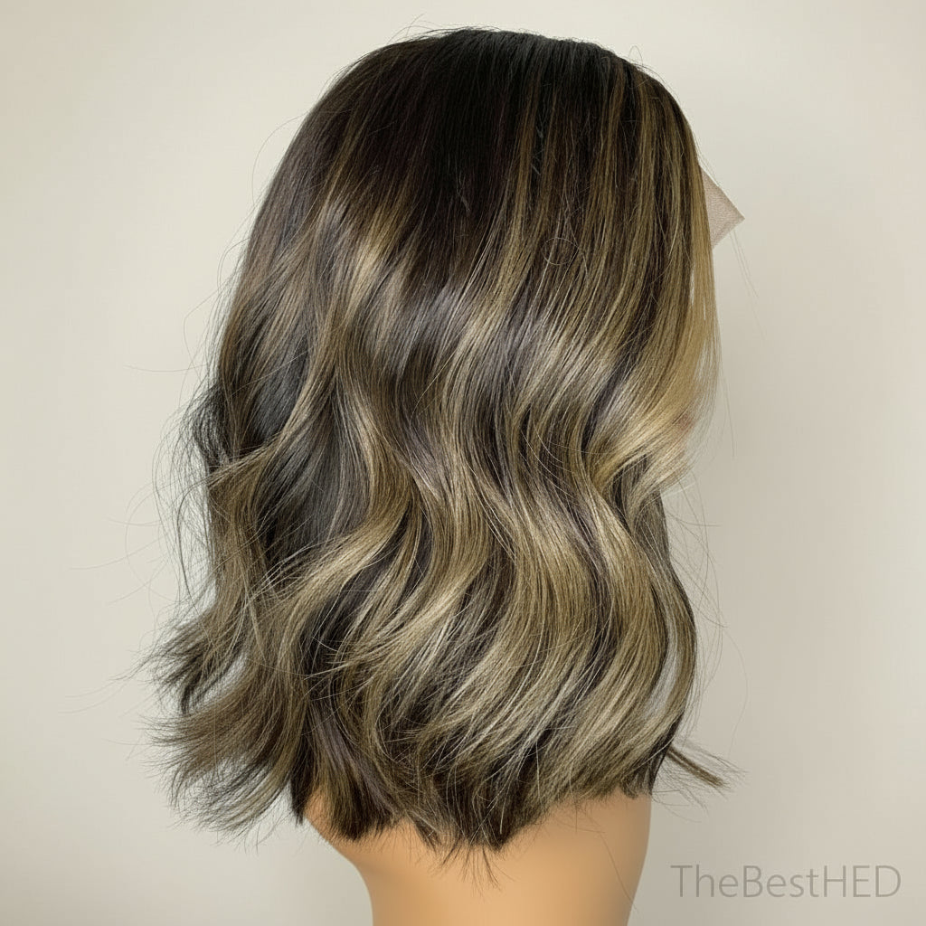 Wear Go Glueless Wigs Collection Short Bob Wig 1BT4/27 Highlight Wig Light Honey Blonde Balayage Wig Human Hair Silk Base/lace front Wig/full lace wig/360 Wig