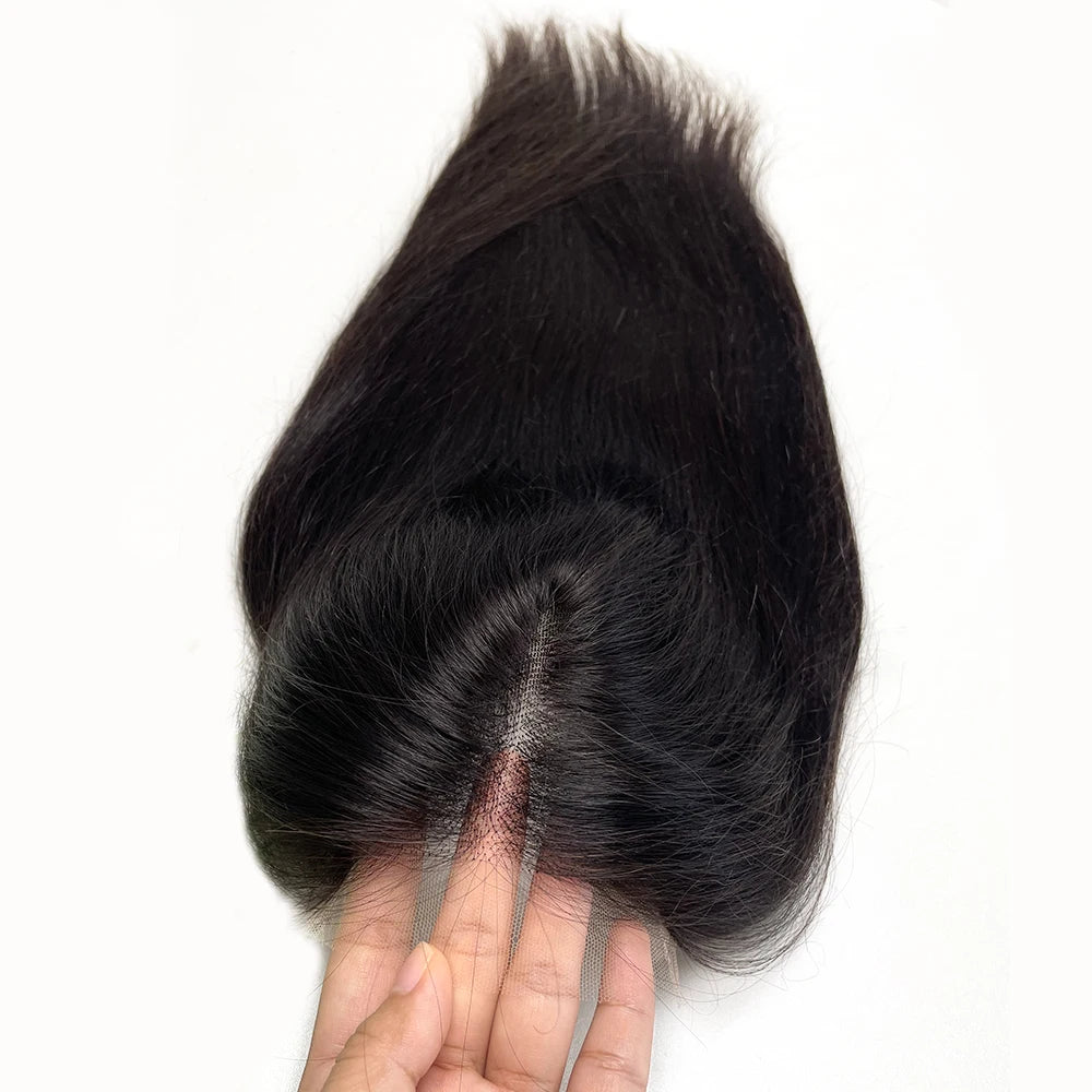 Lillian Topper Collection Virgin Human Hair 8X8 Inch Wefted Topper with 4X4 Inch HD Lace Base Topper Natural Black Brown Hair Clips In Hairpieces