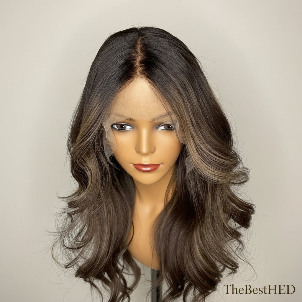 Wear Go Glueless Wigs Collection 1BT4/6 Highlighted Wig Ombre Chocolate Brown Lace Front Wig Human Hair Silk Base Wig/lace front wig/Full lace wig/360 lace wig