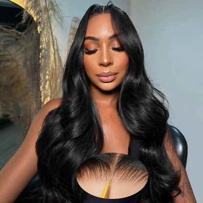 Wear Go Glueless Wigs Collection 5x5 Glueless Wigs Human Hair 250% Density Body Wave Lace Front Wigs Human Hair Pre Cut 5x5 HD Lace Closure Wigs #1B