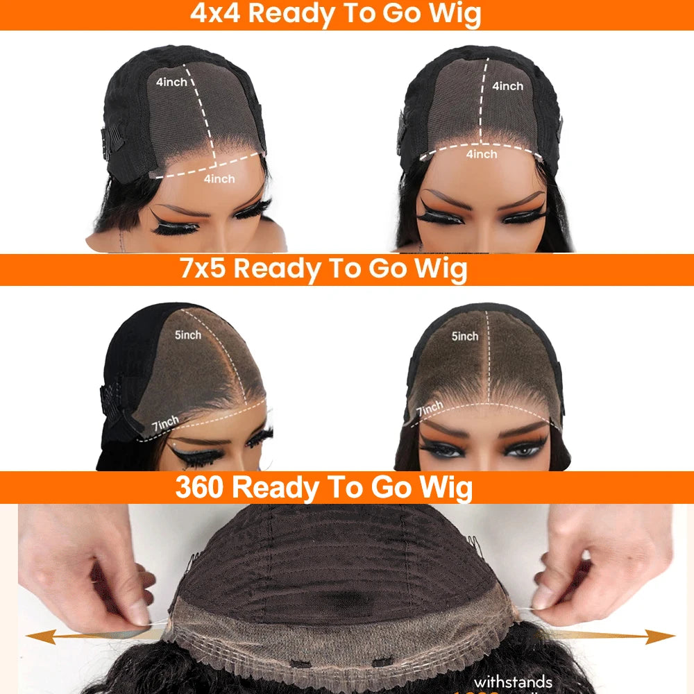 Wear Go Glueless Wig Collection 7x5 and  4x4 Lace Closure Wigs With Banges Ombre Highlight Brown Color Wigs Glueless 360 Lace Wigs Layered Design