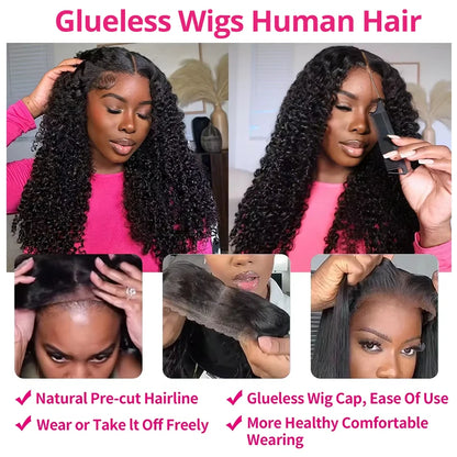 Wear Go Glueless Wigs Collection Human Hair Pre-Cut 4x4 5x5 HD Lace Closure Deep Wave Curly Human Hair Wigs Brazilian Water Wave Wig