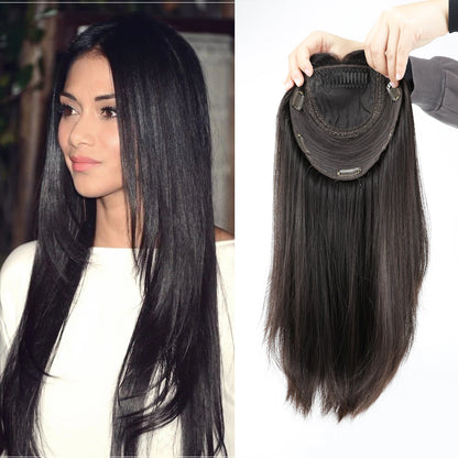 Lillian Topper Collection Jewish Topper Soft Silky European Virgin Human Hair Silk Top Kosher Sheitels Brown Hair Piece for White Women Topper Same Length