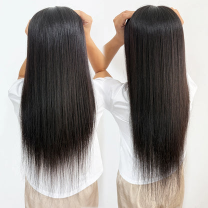 Lillian Toppers Collection Full Hand Tied Human Hair Topper for Women 16x18cm Silk Base Toupee with Clips in 24" Real Remy Hair Soft Breathable