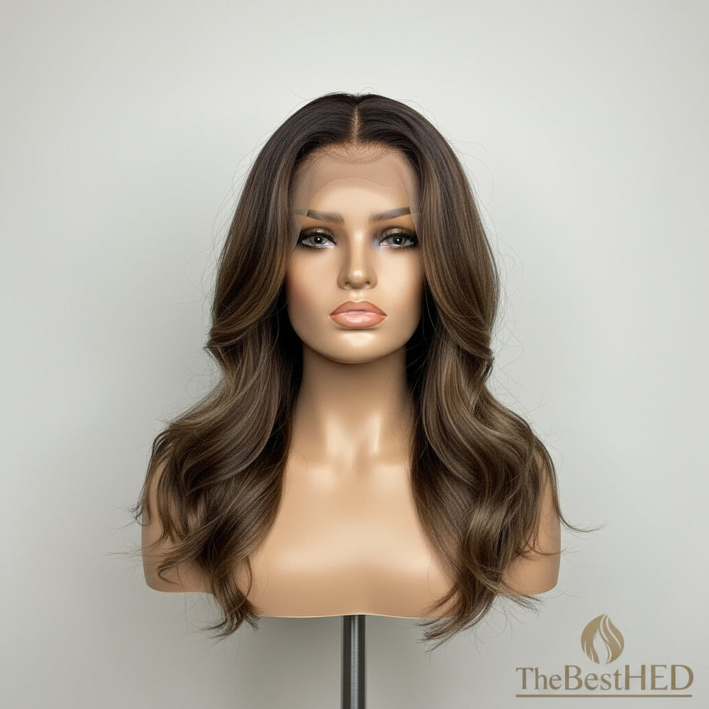 Wear Go Glueless Wigs Collection 1BT4/6 Highlighted Wig Ombre Chocolate Brown Lace Front Wig Human Hair Silk Base Wig/lace front wig/Full lace wig/360 lace wig