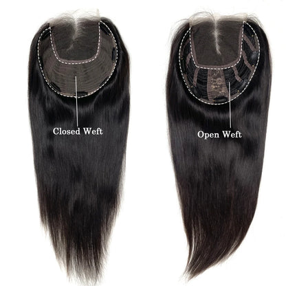 Lillian Topper Collection Virgin Human Hair 8X8 Inch Wefted Topper with 4X4 Inch HD Lace Base Topper Natural Black Brown Hair Clips In Hairpieces