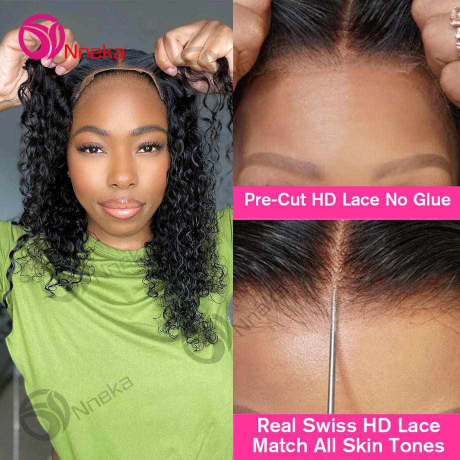 Wear Go Glueless Wigs Collection Human Hair Pre-Cut 4x4 5x5 HD Lace Closure Deep Wave Curly Human Hair Wigs Brazilian Water Wave Wig