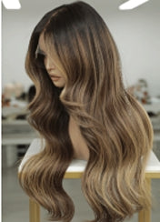 Katherine Collection 13x6 Glueless Lace Front Wig - Brazilian Virgin Hair 16" N325 Wavy Medium Cap