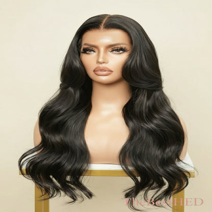 Alexia Collection 13x6 Lace Front Wig - Mongolian Virgin Hair 16" Natural Color Curtain Bang