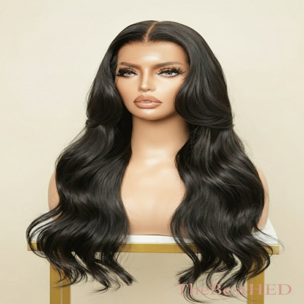 Alexia Collection 13x6 Lace Front Wig - Mongolian Virgin Hair 16" Natural Color Curtain Bang
