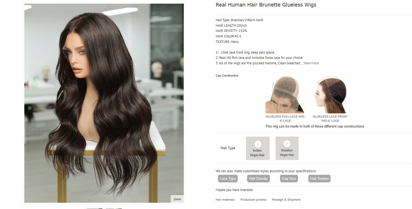 Alexia Collection 13x6 Lace Front Wig - Mongolian Virgin Hair 16" #2.5 Straight