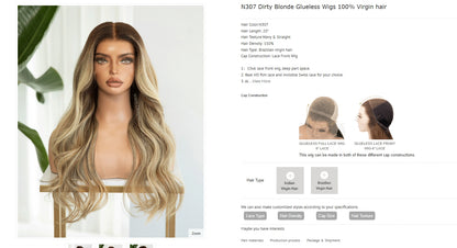 Alexia Collection 13x6 Lace Front Wig - Mongolian Virgin Hair 12" N307 Straight