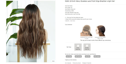 The Lillian Collection 13x6 Lace Front Wig - Indian Virgin Hair 18" N263 Wavy