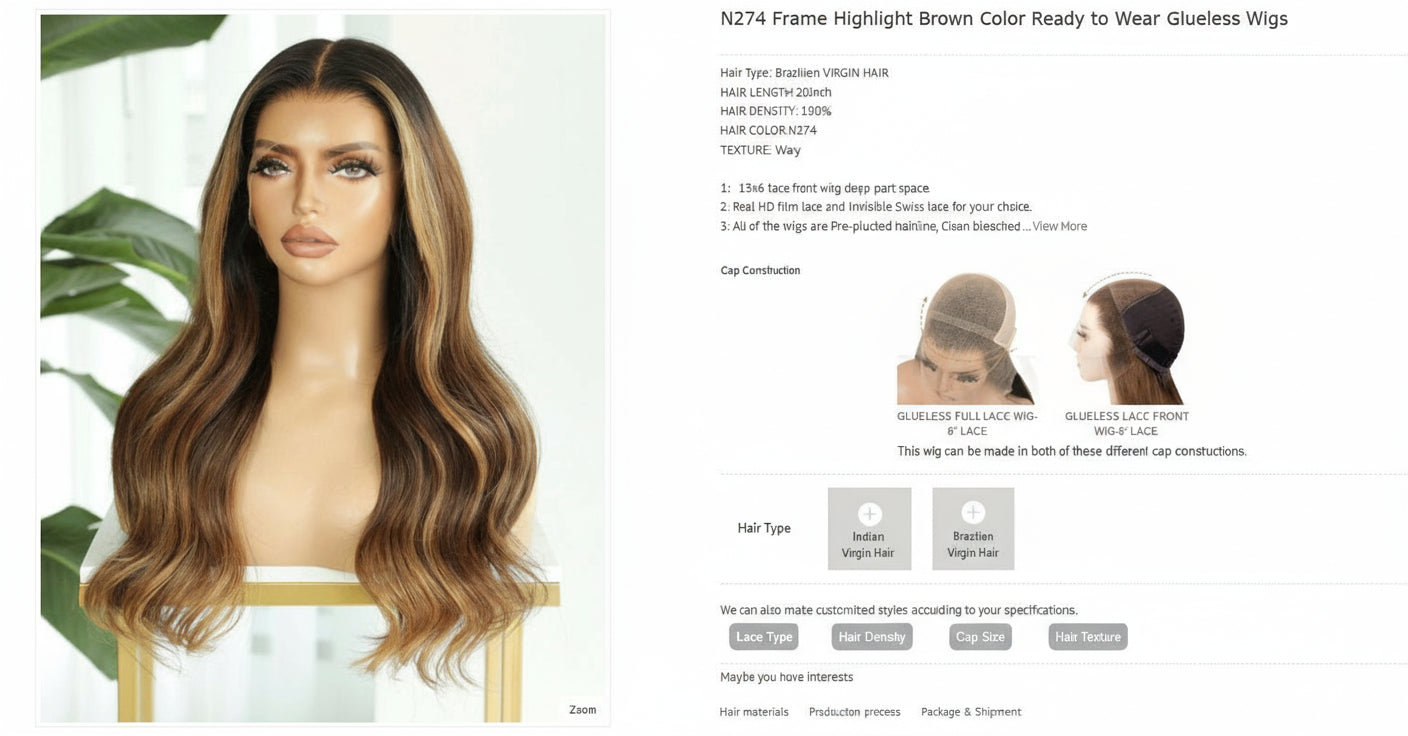 The Lillian Collection 13x6 Lace Front Wig - Indian Virgin Hair 16" N274 Wavy