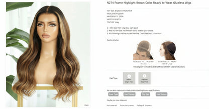 The Lillian Collection 13x6 Lace Front Wig - Indian Virgin Hair 16" N274 Wavy