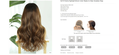 The Lillian Collection 13x6 Lace Front Wig - Indian Virgin Hair 16" N274 Wavy