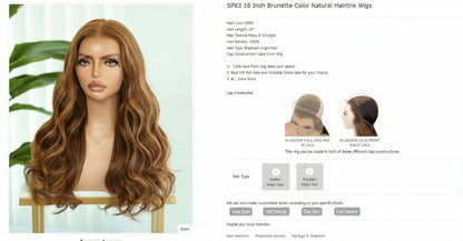 The Lillian Collection 13x6 HD Lace Front Wig - Indian Virgin Hair 14" SP83 Wavy